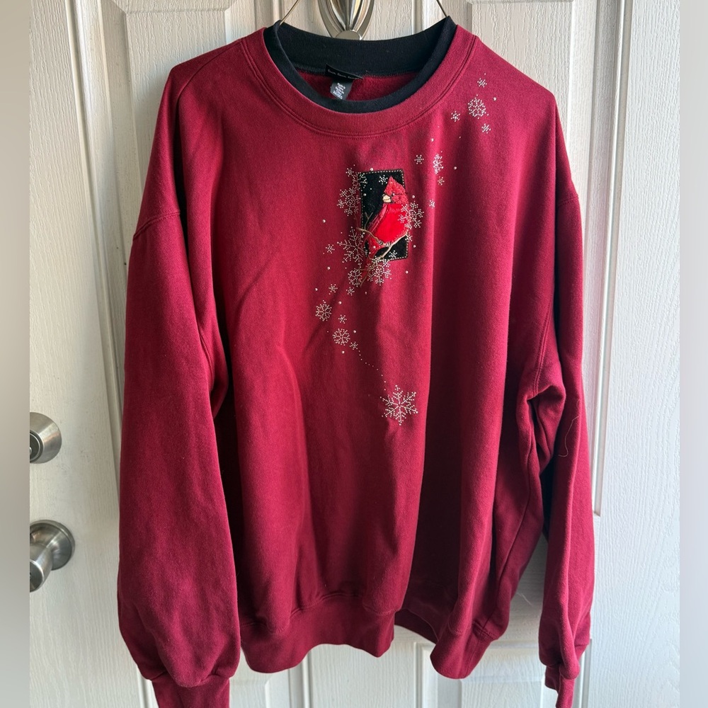 Women's Festive Red Crewneck Sweater